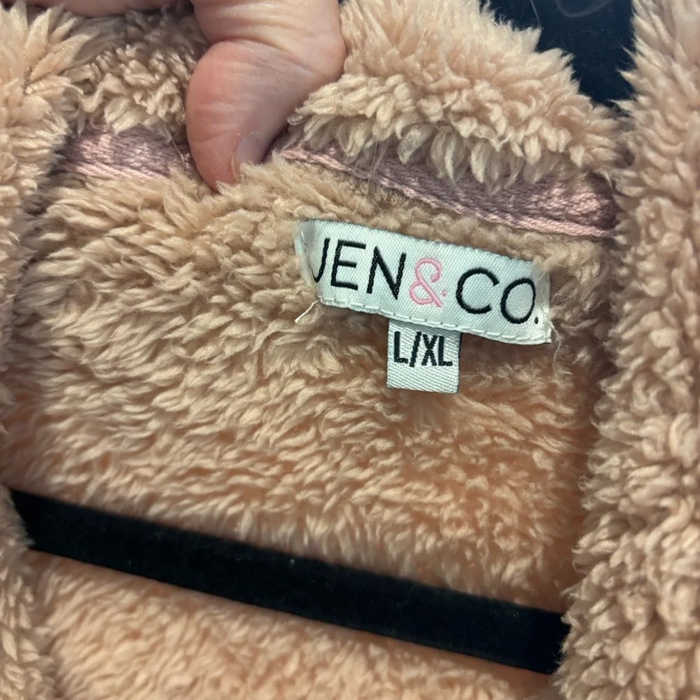 Jen & Company: Cozy Teddy Longline Jacket - Blush Pink - Picture 3 of 3